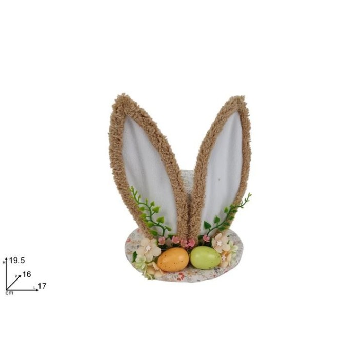 DECORAZIONE CAPPELLO CON ORECCHIE CONIGLIO 19.5CM